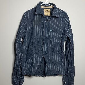 Hollister Men's Blue Pinstripe Shirt Jacket UB